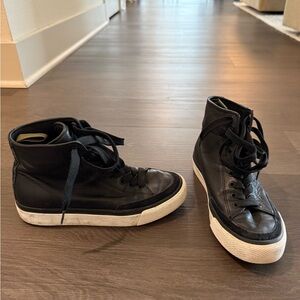 Rag & Bone Black Leather High-Top Sneakers